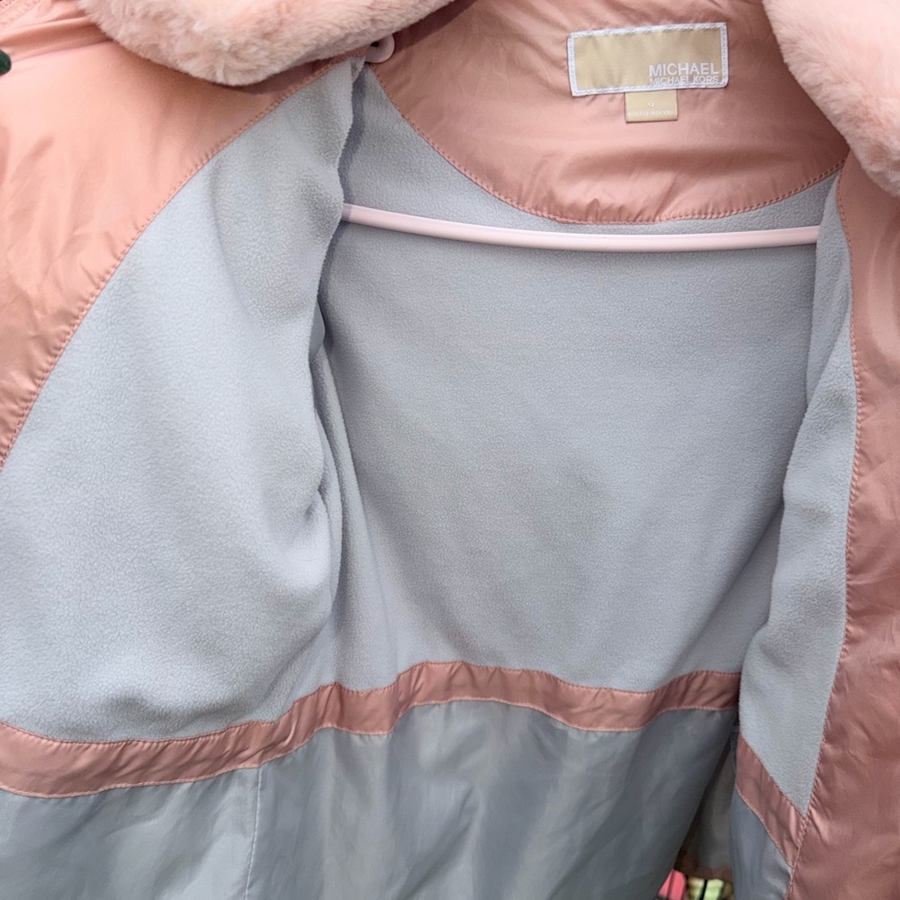 Michael Kors Girls Pink Puffer Jacket w/ Hood - Picture 7 of 11